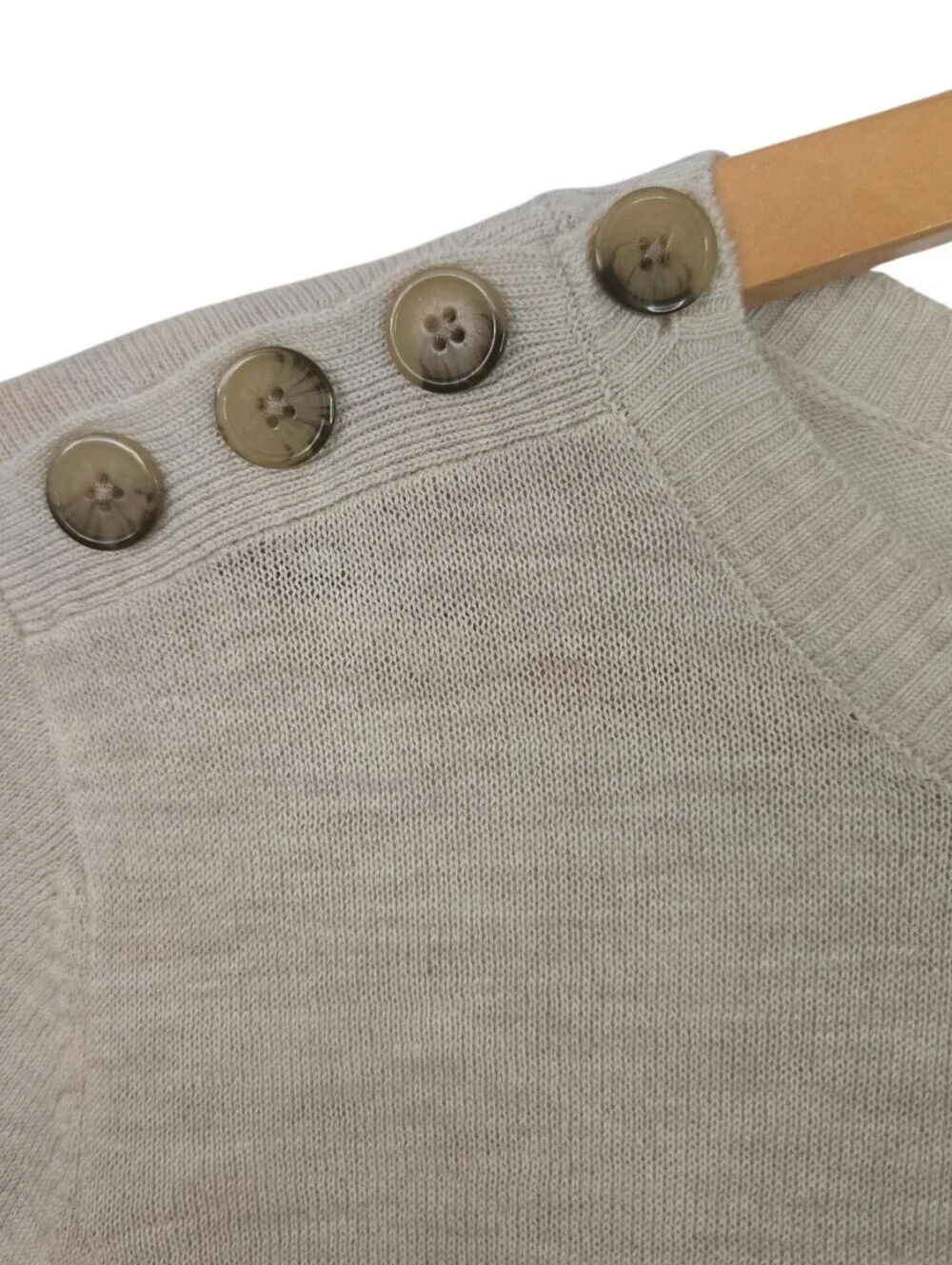 ✨ LOFT Beige Button Shoulder Lightweight Knit Sweater ✨